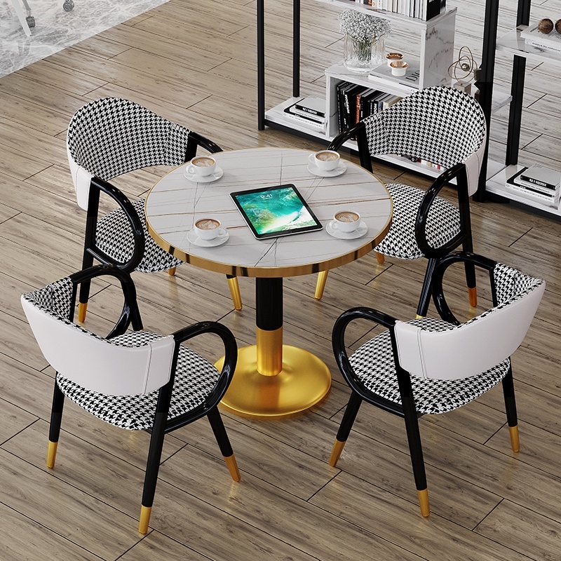Book bar, one table, three chairs, meeting guests, reception, negotiation table and chair combination, foldable round leisure bar, high-end club dining