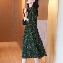 Sink velvet dress autumn 2021 new size womens winter with coat floral base knitted long skirt