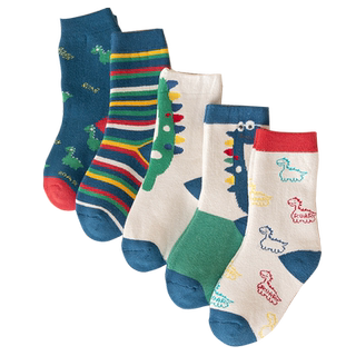 儿童袜子冬季加绒加厚纯棉儿童厚袜子男童秋冬恐龙毛圈袜冬毛巾袜