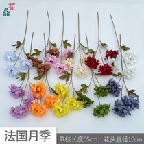 French rose single chrysanthemum wedding background wall decoration artificial flowers wedding hall road leading flower arrangement silk flower arrangement