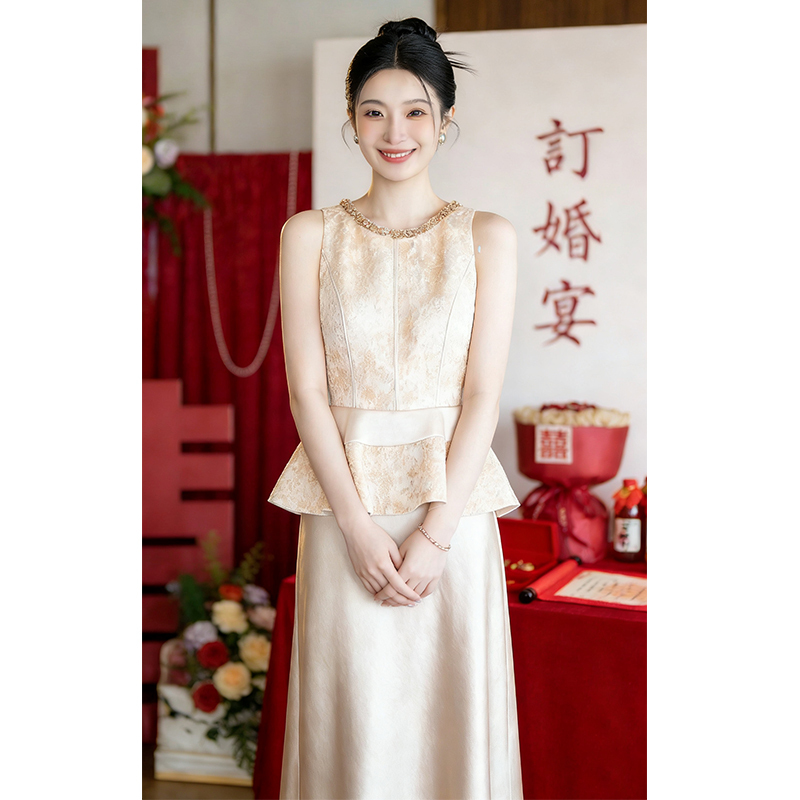 Beautiful Engagement Dress That Can Be Worn Daily, Dignified and Elegant, New Chinese Style 2026 New Model, Niche Light Luxury Sleeveless Dress