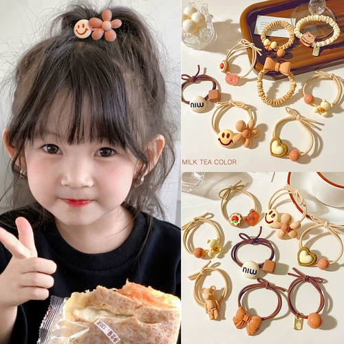 Безвредный детский хвостик, резинка для волос, аксессуар для волос, с медвежатами, не повреждает волосы, в корейском стиле