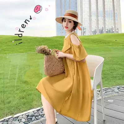 Western style maternity clothes Spring and autumn trendy mom personality summer clothes strapless maternity clothes mid-and long-term version of summer summer