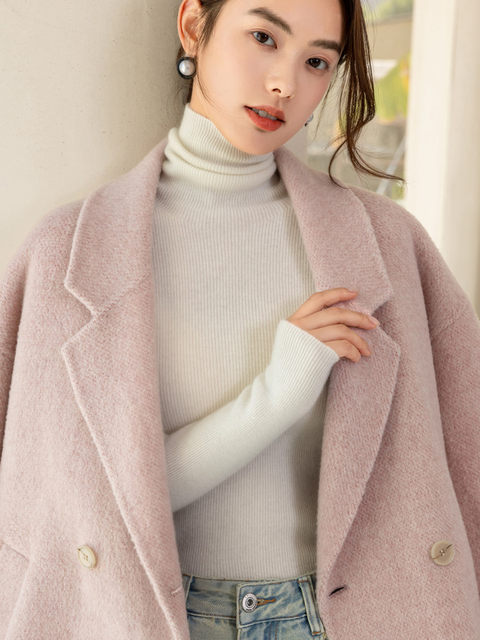 First-line ready-to-wear pile-neck sweater autumn and winter women's slim-fitting knitted sweater tight-fitting turtleneck bottoming shirt for women with high-end feel