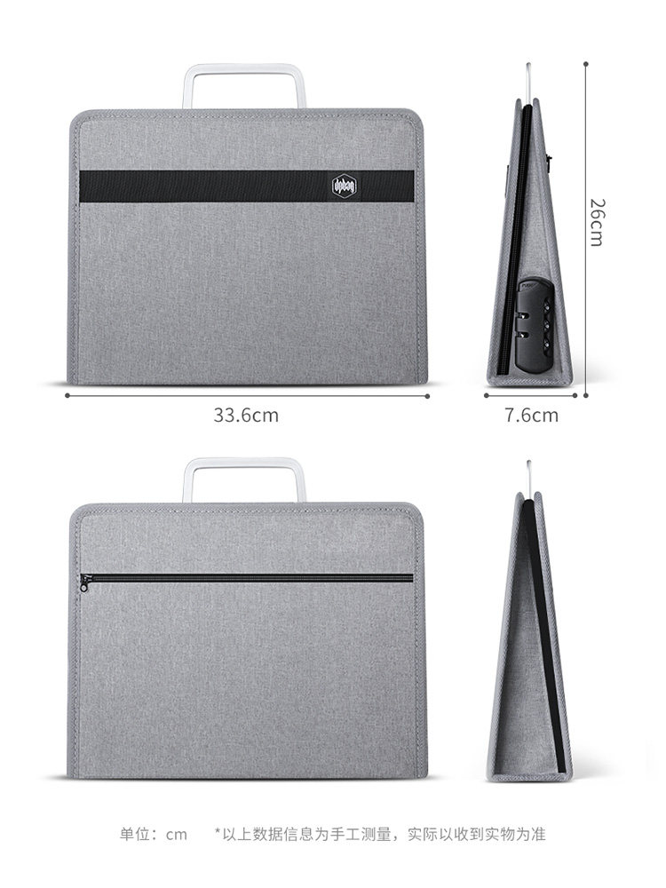 Document Storage Box with Combination Lock, Business License Storage Bag, A3 Original and Duplicate Document Holder, Double-Layer Large Capacity Stamp and License Integrated Bag, Leather Waterproof Business Travel Briefcase