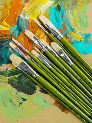 H989 Mopas oil brush set round head watercolor pen Art special round front acrylic pen pig bristles bristles oil painting pen professional watercolor pen single beginner student children painting paint pen