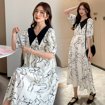 Pregnant Women summer dress 2020 Summer Net red tide mother long knee long dress summer thin chiffon skirt summer