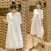 Pregnant women summer dress spring summer dress 2020 Summer hipster long knee long dress summer half sleeve skirt