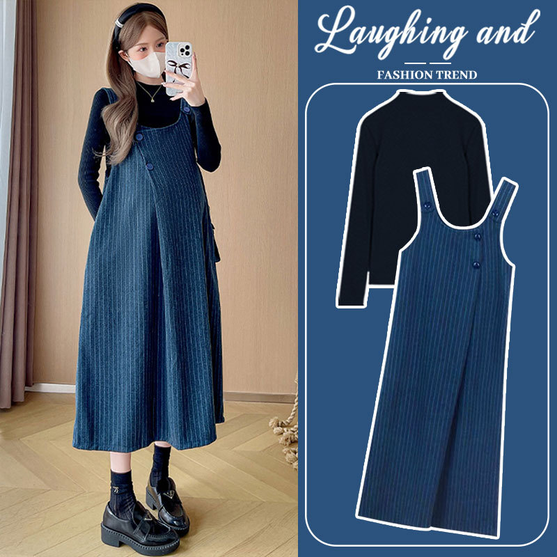 Maternity Suspender Dress Spring 2026 New Style Petite Spring and Autumn Thickened Woolen Dress Set Loose and High-End Maternity Suspender Dress Spring 2026 New Style Petite Spring and Autumn Thickened Woolen Dress Set Loose and High-End