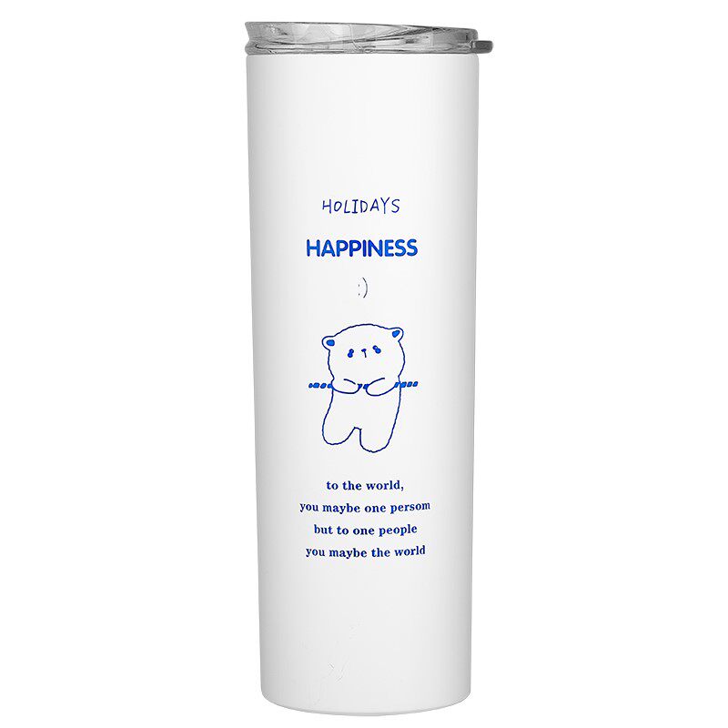 Han Edition High Face Value Little Bear Cold Insulation Cup Student Couple Water Cup Cute Internet Red Adult Tide Sucker Mug