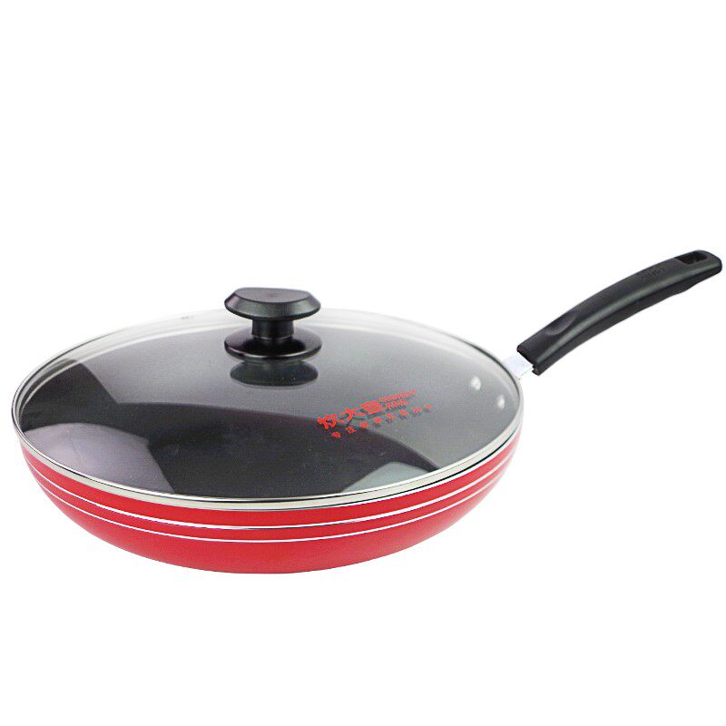 Red frying pan non-stick pan deep frying pan oil-free induction cooker dual-purpose 32 omelet pan 30
