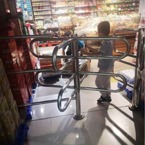 Stainless steel supermarket one-way revolving door supermarket manual turnstile half-high entrance access control hand-pushed turnstile