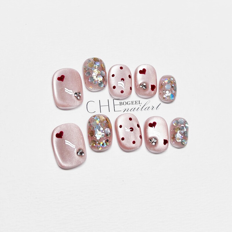 Handmade Wearable Nail Art Short Nail Tips Nail Patches 2026 New Year Style Finished High-End Medium-Long Wearable Style