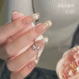 Летние короткие полупрозрачные наклейки для ногтей для маникюра для ногтей, готовый продукт, 2025 года, новая коллекция, средней длины, французский стиль