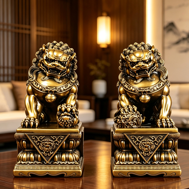 Pair of Imitation Bronze Lion Ornaments, Palace Gate Lions, Office Lions, Beijing Lions, Lions at the Entrance of the Forbidden City, Handicrafts