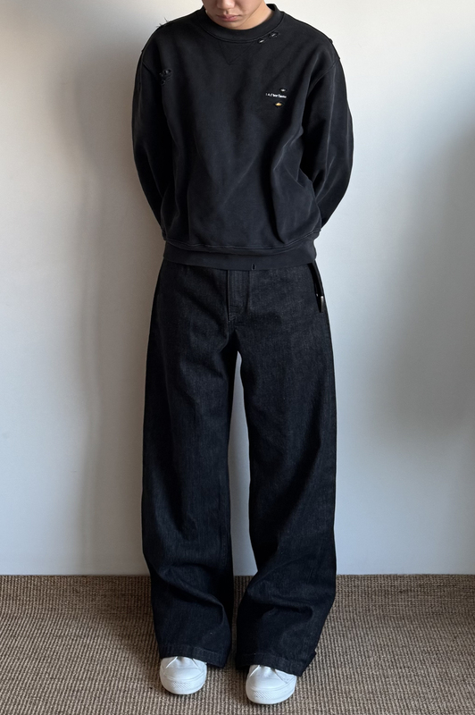 Xanvas High-End Line 14.5oz Black Selvedge Narrow Red-Edged Raw Denim Straight-Leg Slightly Flared Wide-Leg A-Line Jeans