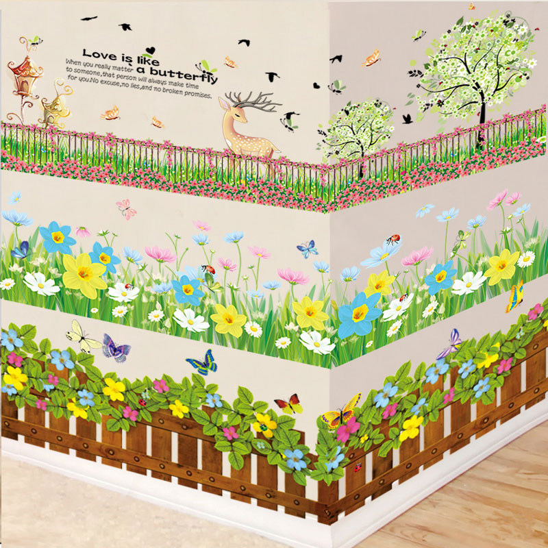 Baseboard wall stickers waistline waterproof kindergarten porch aisle corner decorative flower wallpaper self-adhesive bedroom stickers