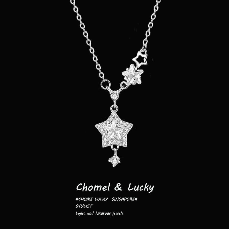 「Starry」s999スターリングシルバースターネックレスガールズライトラグジュアリーニッチハイエンド鎖骨チェーン誕生日プレゼント