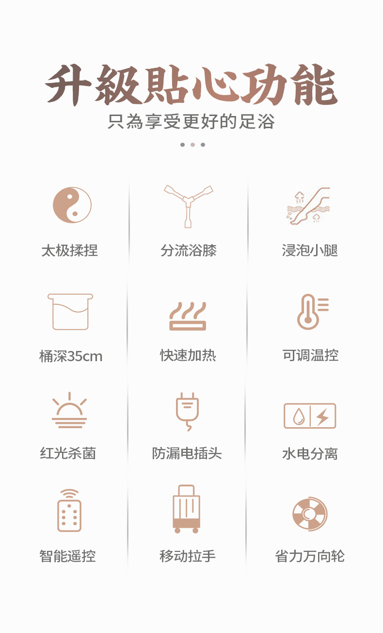 中秋送爸妈 吴昕同款 全自动按摩加热足浴盆 加深泡脚桶 图2