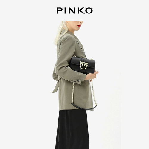 PINKO Классическая маленькая кожаная сумка на одно плечо, цепь