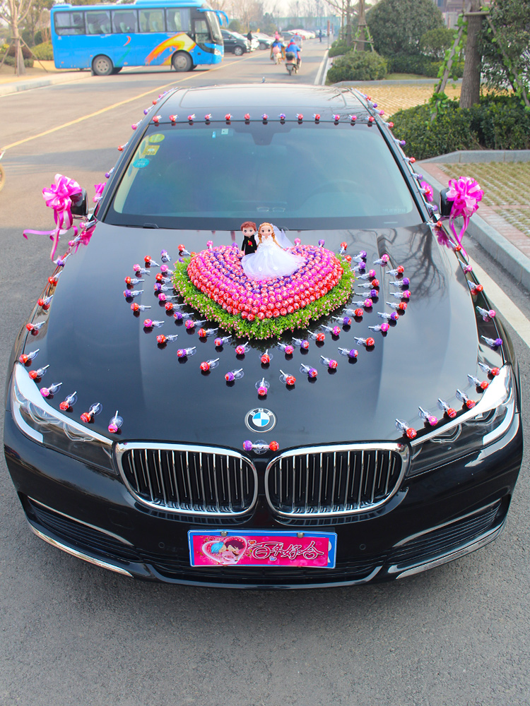 Lollipop main wedding car decoration front flower set suction cup creative flower team decoration wedding supplies full set