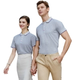 Футболка с коротким рукавом для работы, летняя одежда, делается под заказ, с печатью вашего логотипа, высокий воротник