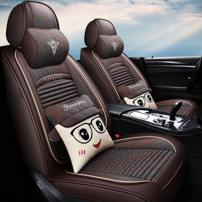 Summer car seat four seasons universal fabric leather fully enclosed seat cover cartoon ladies car new seat cushion cover