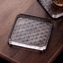Japanese wave pattern glass coaster round anti-scalding tea coaster tea table non-slip mat saucer small saucer tea set accessories