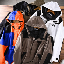 Mens and womens three-in-one windproof waterproof outdoor technology fabric semi-zipper pullover charge jacket jacket mens tide