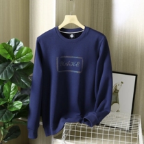 Autumn cowboy colorful letter printing design mens winter fashion plus velvet padded round neck sweater top tide