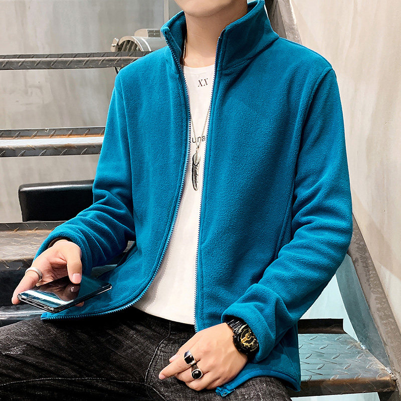 Polar fleece jacket autumn middle-aged and young men's jacket stand-up collar fleece liner stand-up collar zipper cardigan sweater men