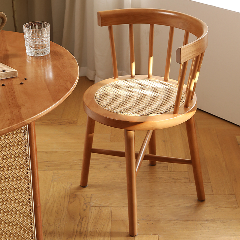 Rattan Chair Windsor Chair Nordic Solid Wood Leisure Chair Dining Chair Rattan Woven Restaurant Milk Tea Shop Study Armchair Circle Chair Princess Chair