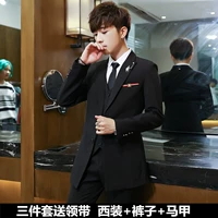 Черный костюм, штаны, жилет