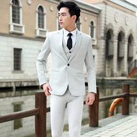 Бежевый костюм, штаны, жилет, галстук, 7706м