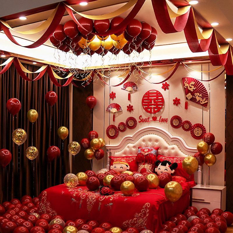 Wedding room layout set new bedroom decoration man's wedding balloon wedding women's net red wedding supplies