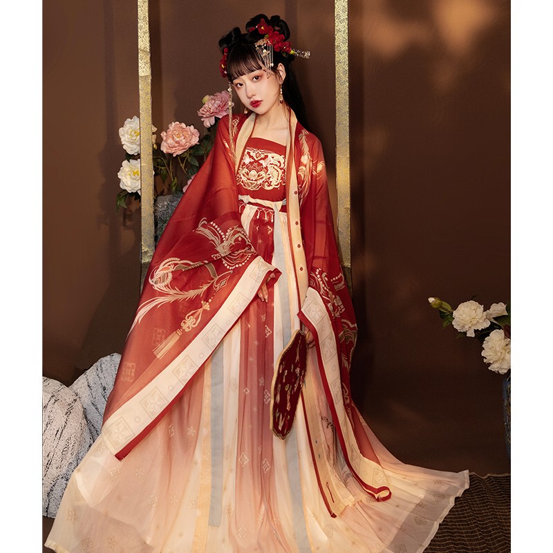 Fengchailin Original Hezi Skirt Hanfu for Women 2025 New Spring Improved Red Large-Sleeve Shirt Fairy-Like Tang-Style Ancient Costume