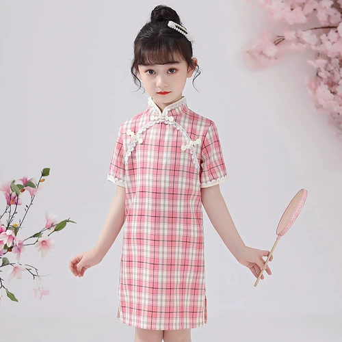 琦芯 Летнее ципао, ретро ханьфу, детское платье, китайский стиль