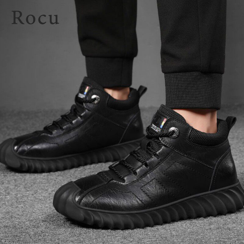 Rocu men's shoes in 2020 winter new cotton shoes plus heat Korean edition of baby tide high gang men snow boots