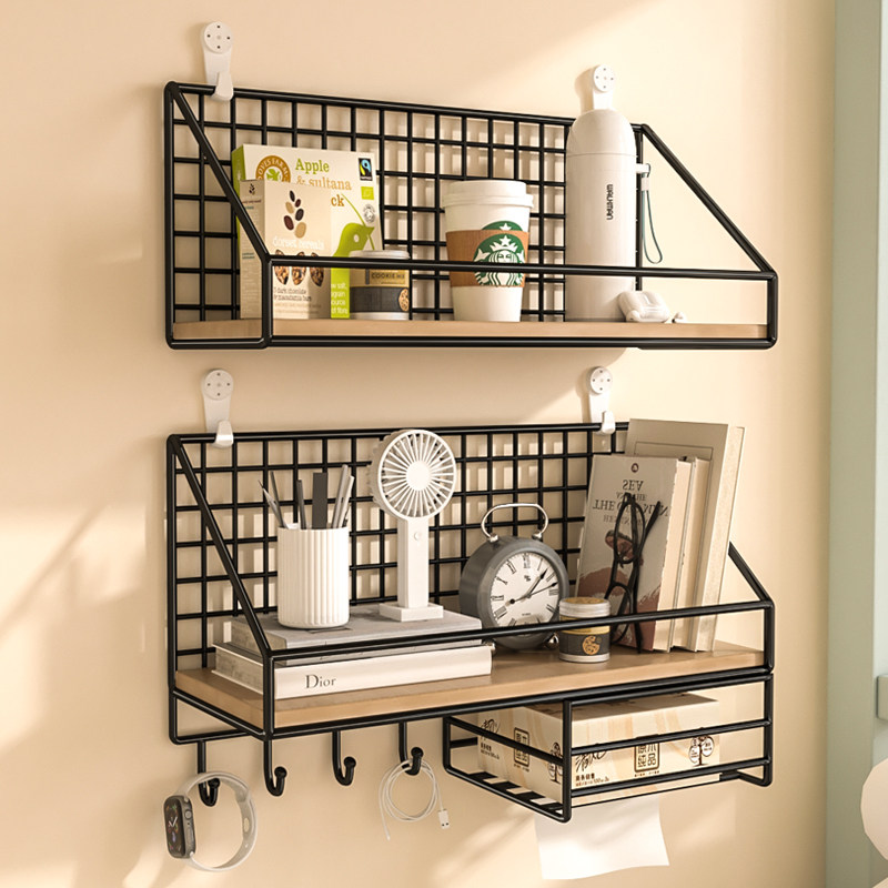 墙面收纳架免打孔床头宿舍神器壁挂客厅空间利用零食床上置物挂篮