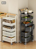 Kitchen Storage Rack, Floor-Standing Trolley, Multi-Layer Rotating Vegetable Storage Rack, Household Snack Gap Organizer, Movable