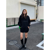 MUJINLU Black Tandem Cap Garnter Thickened Necroe Lady Autumn Winter 2022 New Loose Medium Long Grey Blouse