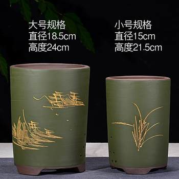Yixing purple sand orchid flower pot ceramic large processed flower pot