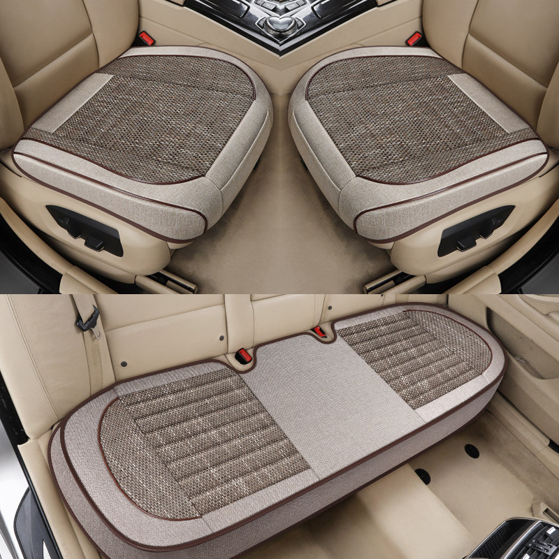 Car seat cushion all-inclusive three-piece set four seasons general cotton and linen breathable half-pack small waist non-slip free single seat cushion