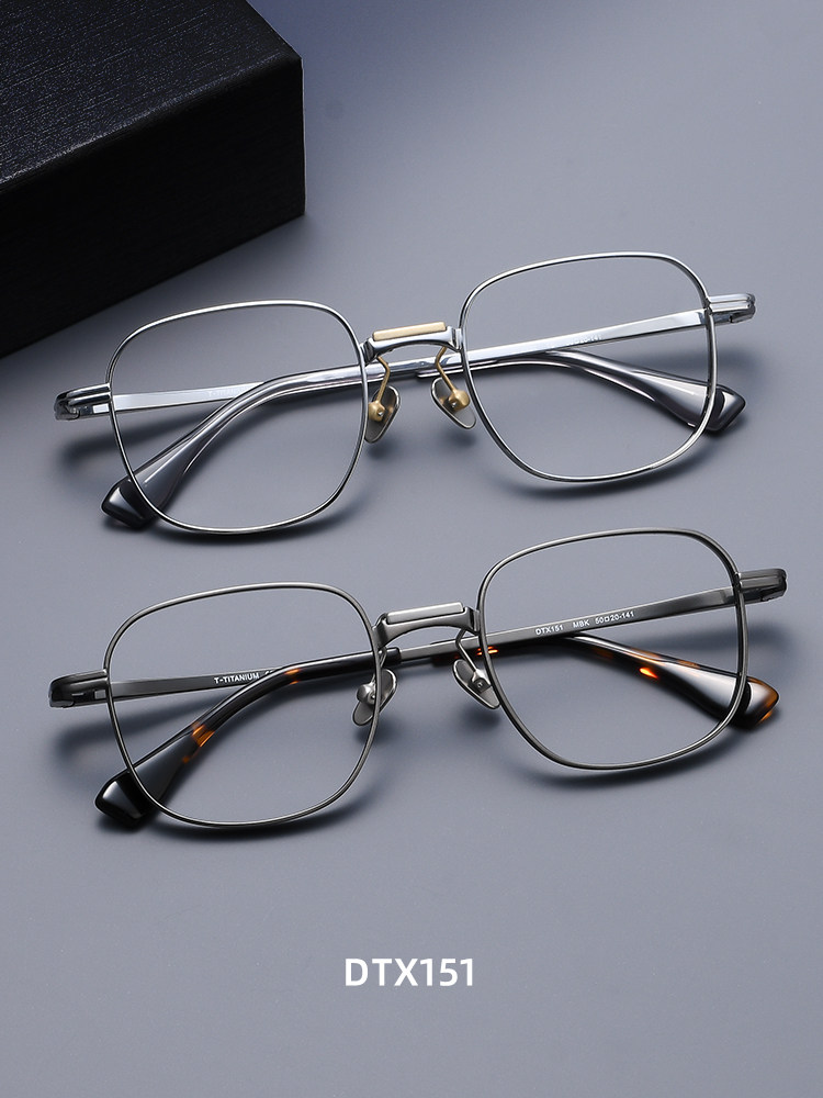 Japanese Handmade Pure Titanium Myopia Glasses Frame for Men, Retro Wide-Rim Designer Large Frame, Slimming High Prescription Eyeglass Frame