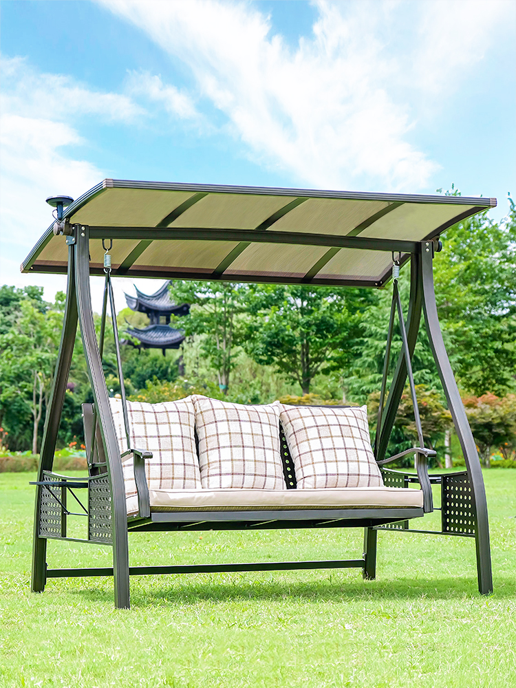 Swing Outdoor courtyard Rocking chair Hanging chair Hanging bed Home outdoor rainproof aluminum alloy solar swing Alpine