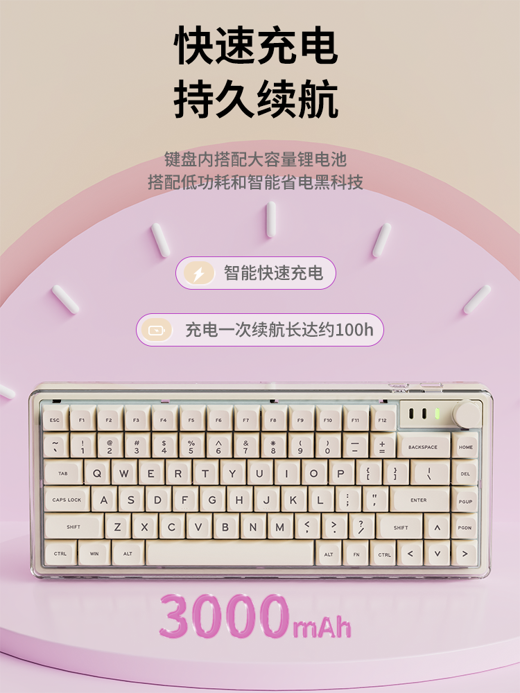Forerunner V82Pro Little Ice Sugar Mechanical Keyboard and Mouse Set Wireless Bluetooth for Girls Office Gaming Mahjong Sound