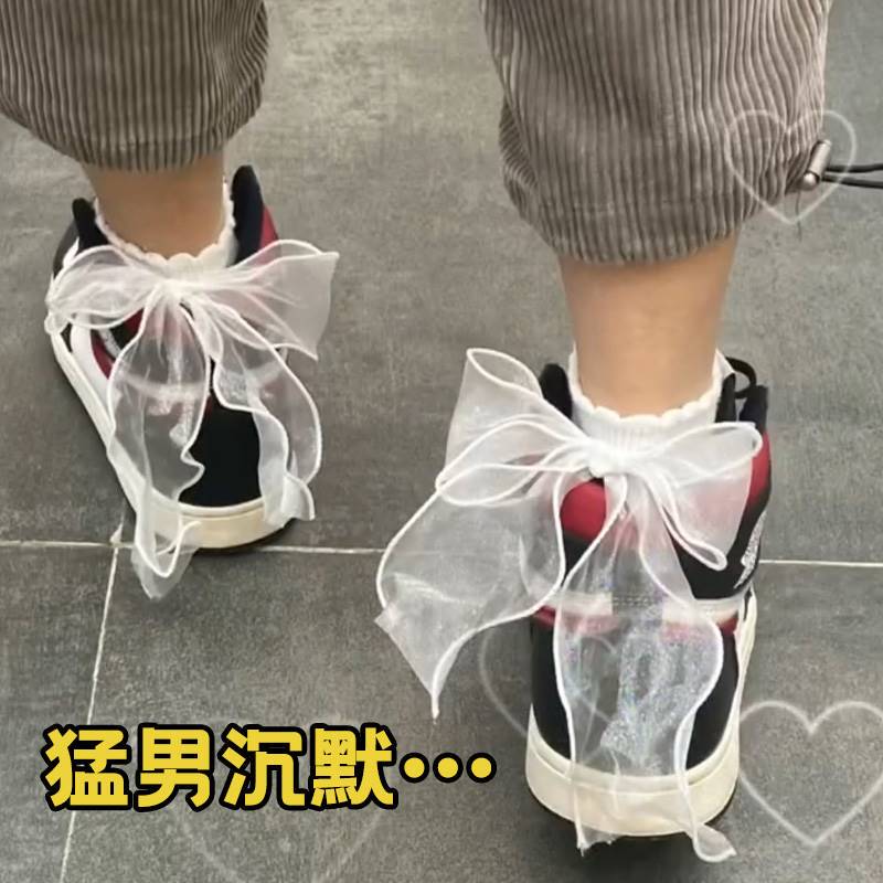 Bowknot Socks for Women, Mid-Calf, Gift for Boyfriend, Cute and Cool Socks, Japanese Style Jk Lace Trim Fairy Socks