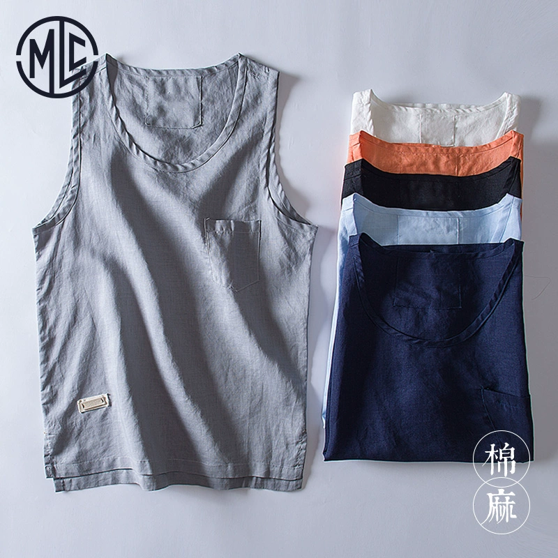 Mùa xuân và mùa hè chất liệu cotton và lanh lanh vest nam vest nam Trung Quốc mát mẻ thoáng khí thấm mồ hôi đáy áo vest - Lót