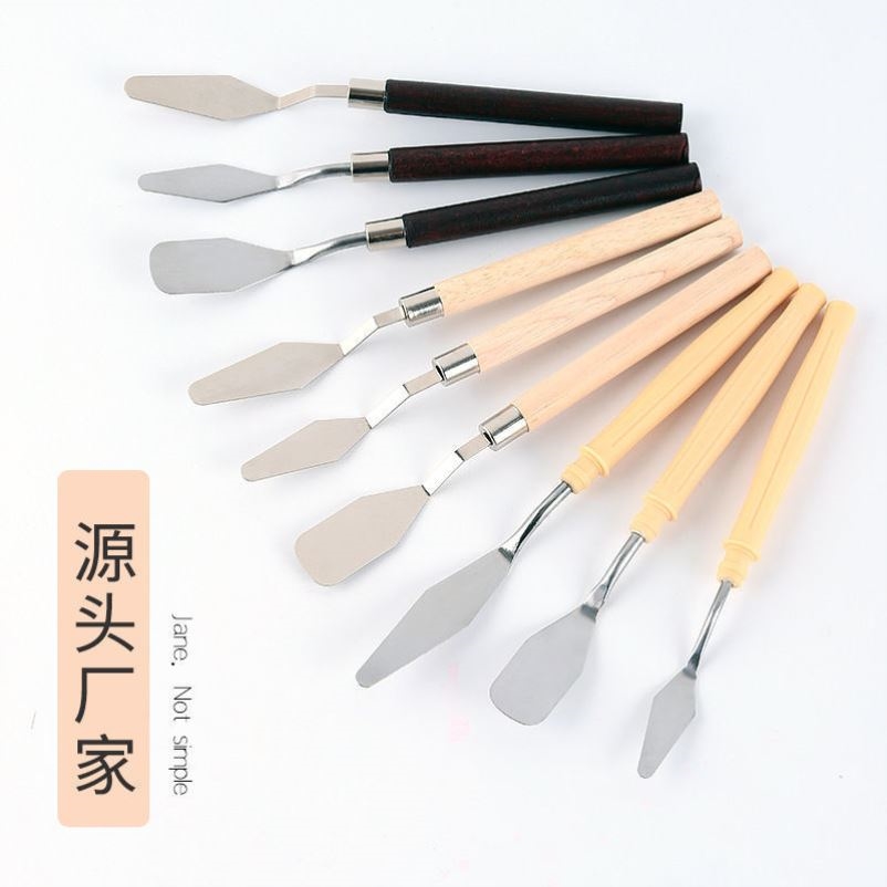 Oil painting scraper paste paste powder shaft flat acrylic pigment scraper oil painting tool beginning school