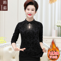 Middle-aged women's autumn and winter clothing plus velvet bottoming shirt foreign style 40-50 year old mother 2019 new fashion autumn clothing warm